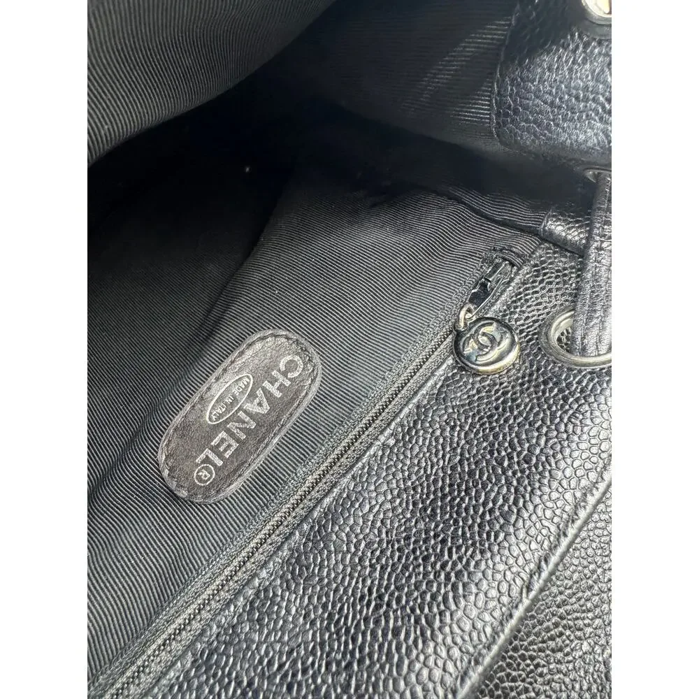 Chanel 1996-1997 Black Caviar Triple CC Backpack - Silver Hardware *RARE*